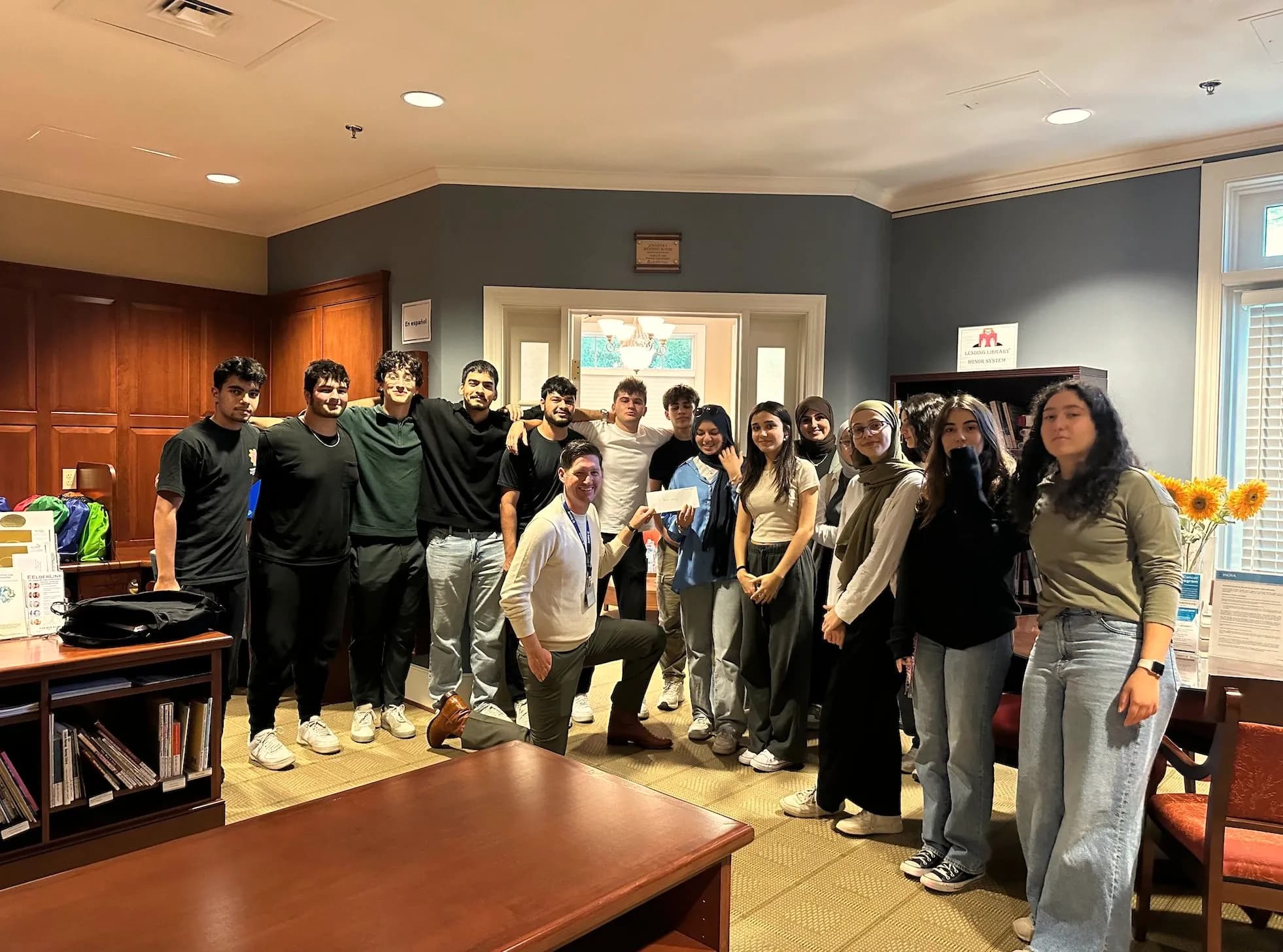 LeadUp students in the renovated library of the INOVA Peterson Life with Cancer Center.
